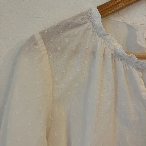 Emerson Fry India Collection Swiss Dot Blouse S Cottage Peasant Boho Coastal - Picture 2 of 11